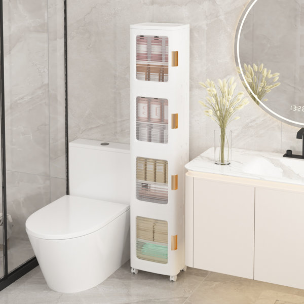 IDEALSOUL Bathroom Storage,4-Tiers Slim Waterproof Narrow Storage Cabinet, Storage Floor Cabinet With Drawers For Small Spaces